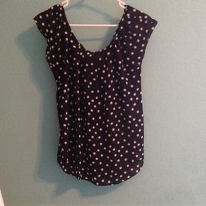 Navy/White polka dot top