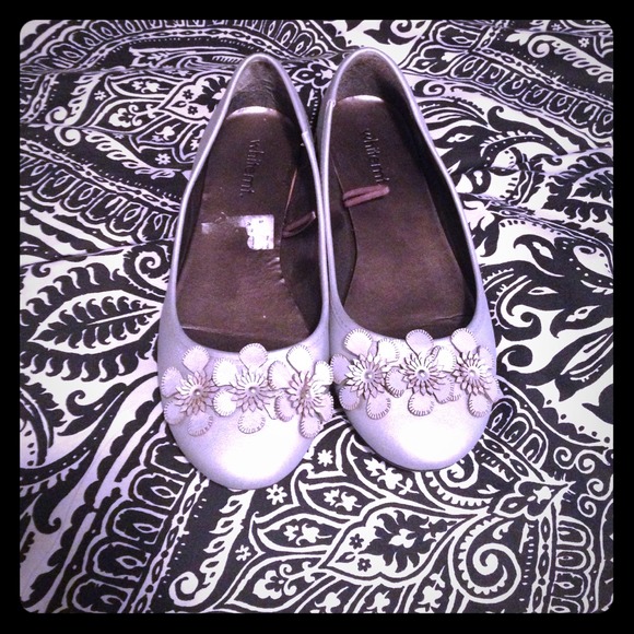 Silver ballet flats