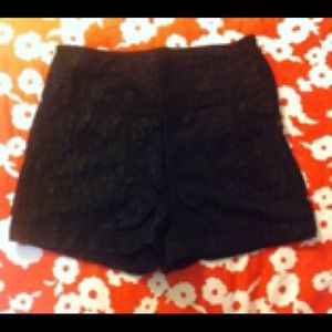 Black Lace High Waisted Shorts