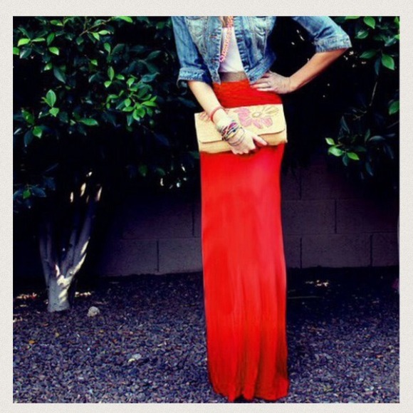 Bobeau Dresses & Skirts - HOST PICK x2 Red Maxi Skirt
