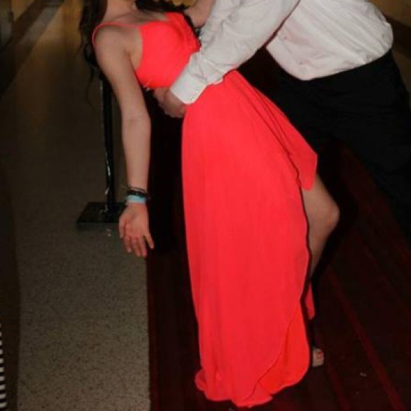 Coral high-low dress! (Worn for homecoming)