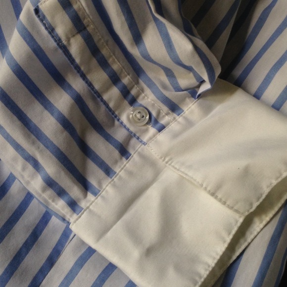Cute white and blue striped button up. - Picture 4 of 4