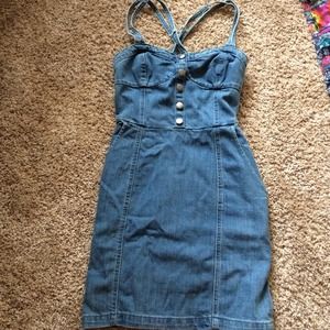 Denim cross back dress