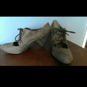 Gray suede-like lace-ups