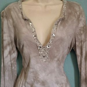 INC tie dye embellished shirt