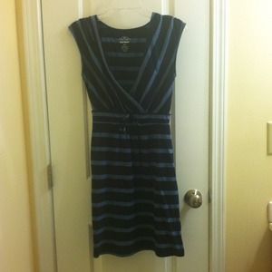 Two-toned blue striped dress.