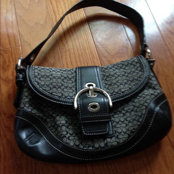 Coach black mini c soho flap bag