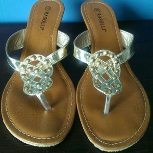 Gold Wegde Sandals