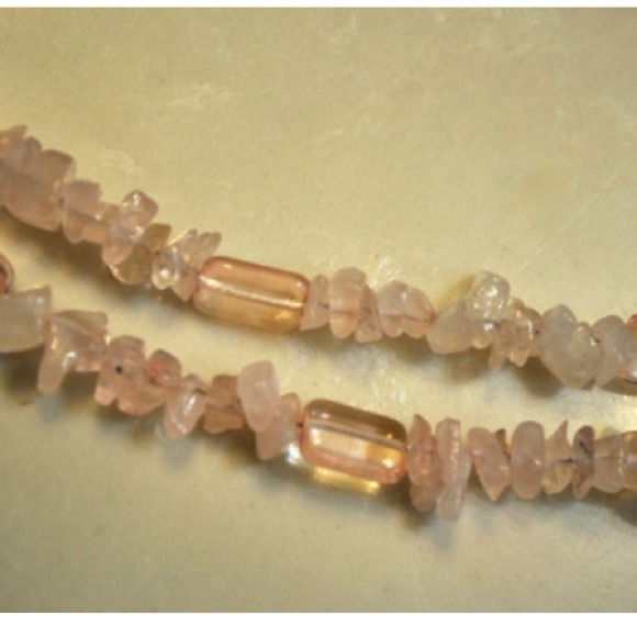 SOLD-Light Pink Quartz Neckace Set - Picture 2 of 3