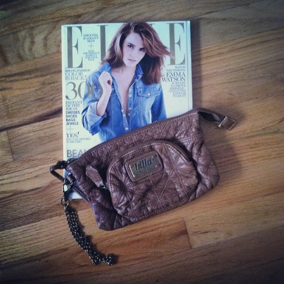 Brown Faux leather clutch