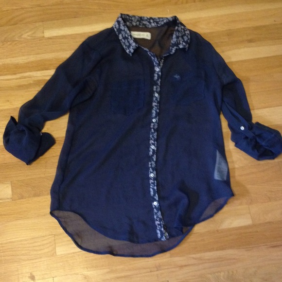 Navy sheer button down