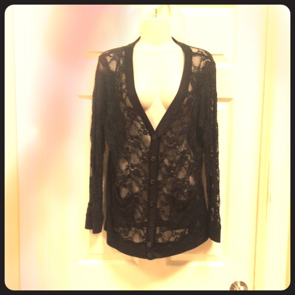 Black lace cardigan