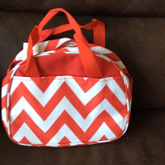 Red chevron pattern lunch bag.  SALE