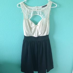 Lacy top black and white dress