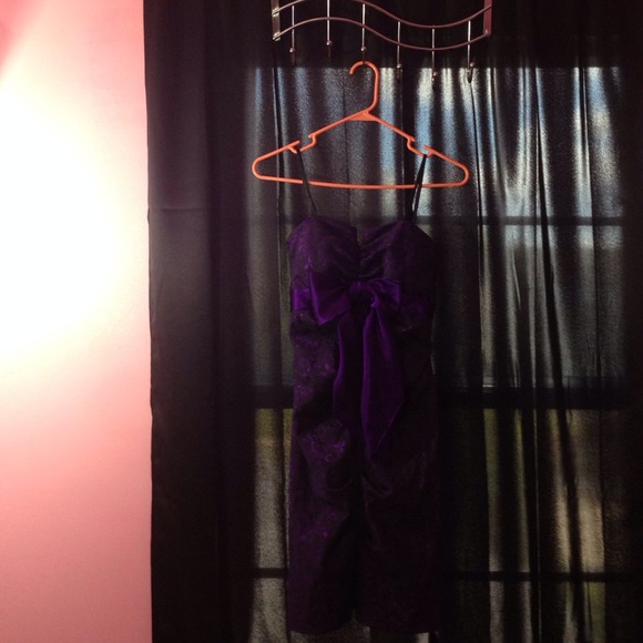 Short purple and black homecoming dress