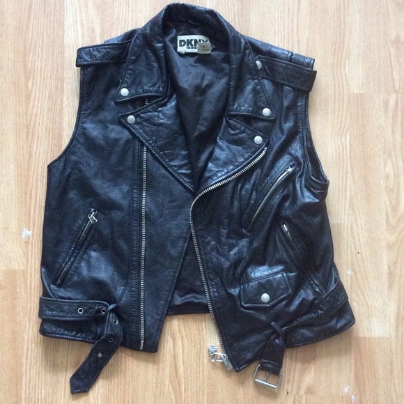 Vintage DKNY Leather Moto Vest