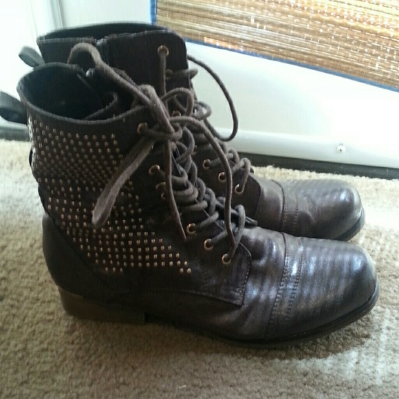 Brown combat boots