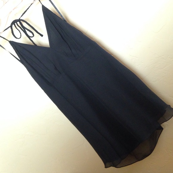 Kenzie black silk halter top