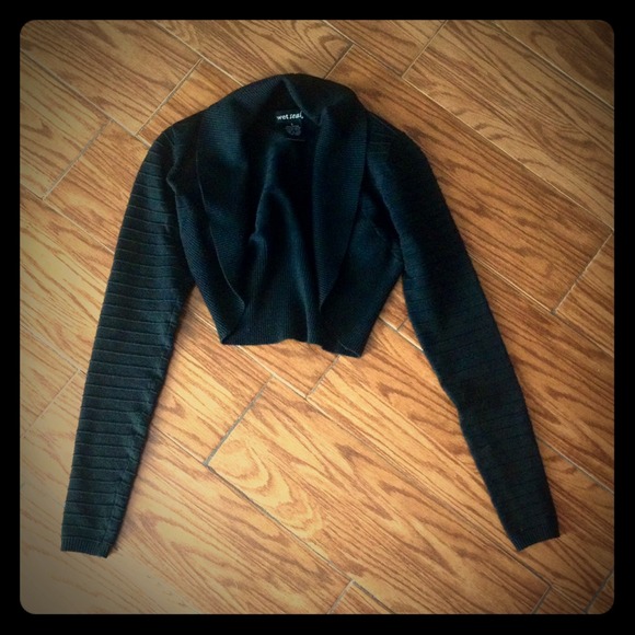 Black Crop Sweater Cardigan, Size S - Picture 1 of 3