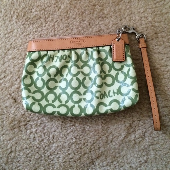 Green Coach Wristlet
