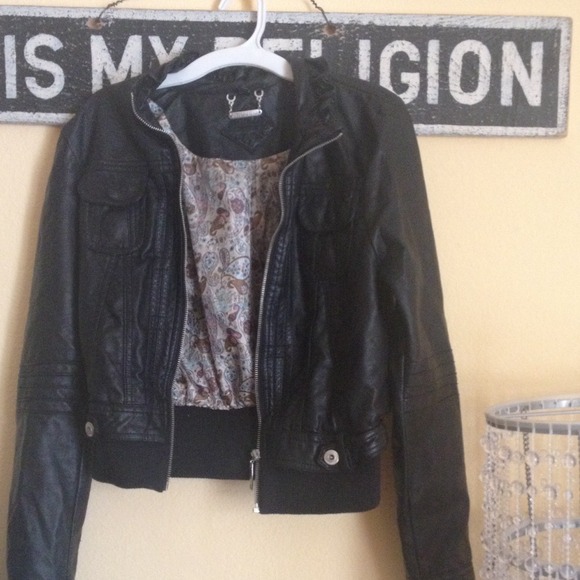 Black leather jacket with Silk interior