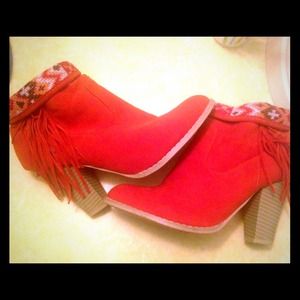 Orange heels booties 👠