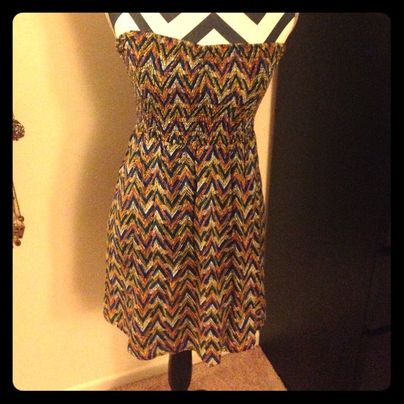 Strapless Volcom dress.