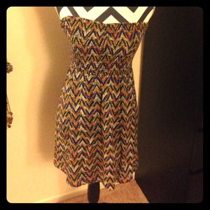 Strapless Volcom dress.