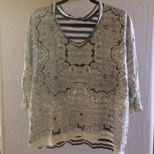 Paisley print front and stripes on back.