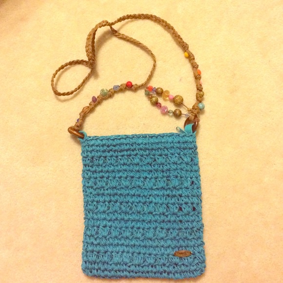 Blue straw purse