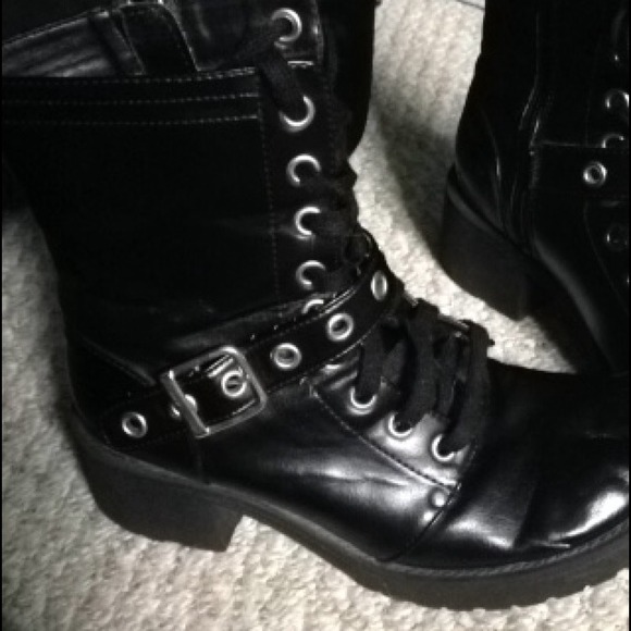 Black Military Style leather Boots