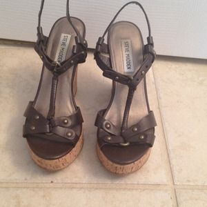 Steve Madden Cork Wedge/Dark Brown size 6.5