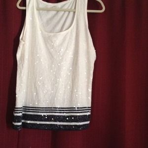 White and navy sequins tank