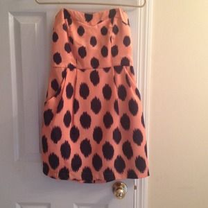 Peach & Navy polka dot dress with pokets