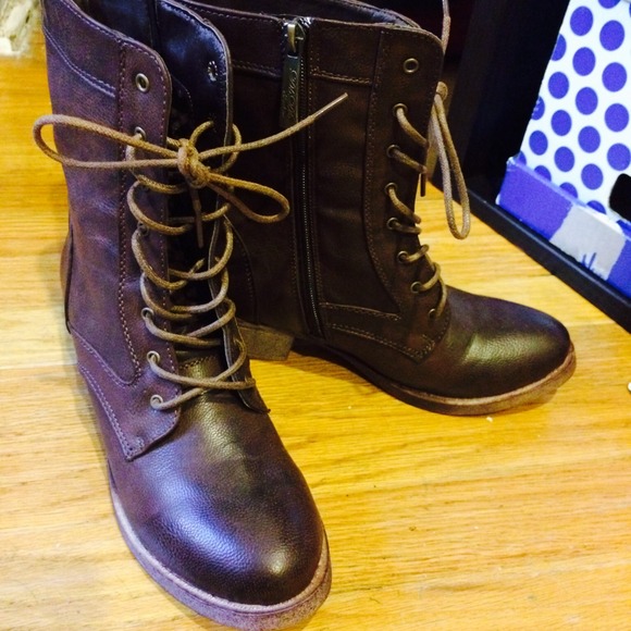 Worn once DbDb Fashion Brown Leather Combat Boots