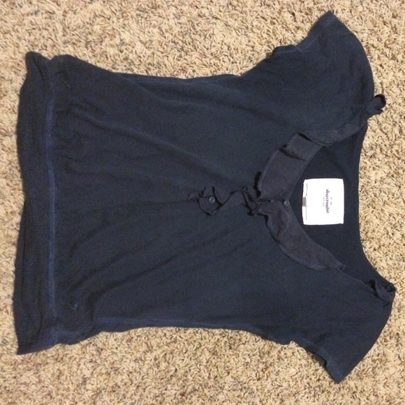 navy blue ruffled Abercrombie top