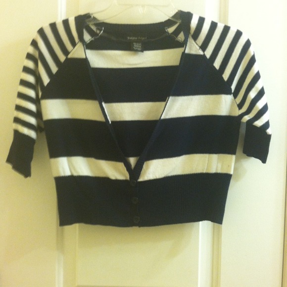 Blue and white striped sweater