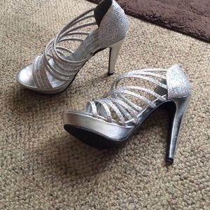 Silver Glitter high heels