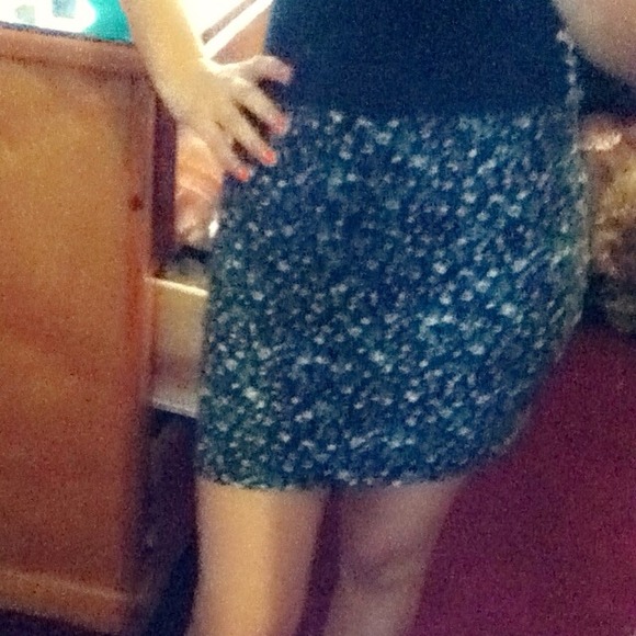 Blue colors and black skirt '