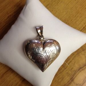 Sterling Silver Puffed Etched Heart
