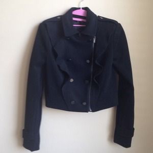 BCBG Black Ruffle Blazer Jacket