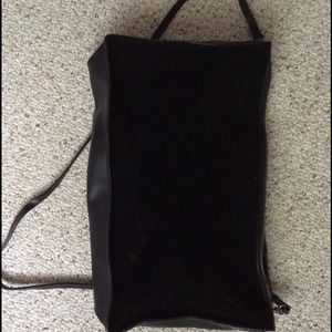Black velvet and leather bag