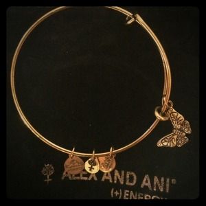 Alex and Ani butterfly charm bracelet -gold