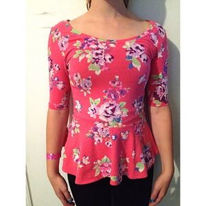 Pink floral peplum top