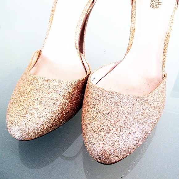 Charlotte Russe Shoes - Gold Glitter Heels Charlotte Russe Shoes - Gold Glitter Heels