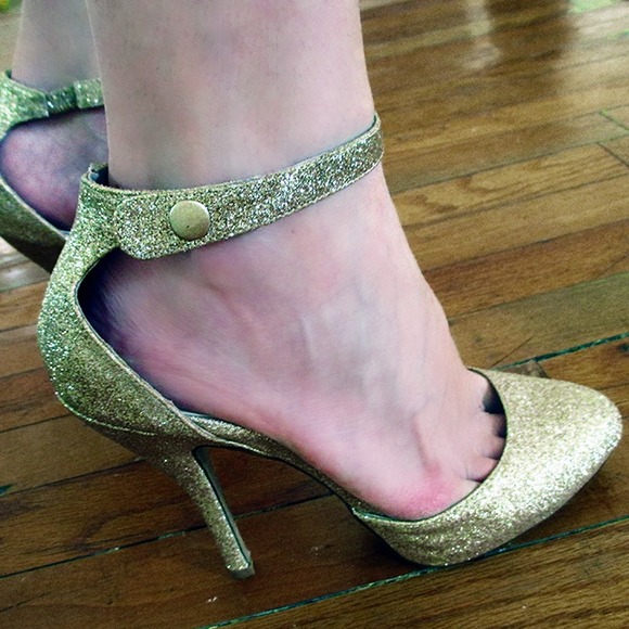 Charlotte Russe Shoes - Gold Glitter Heels Charlotte Russe Shoes - Gold Glitter Heels