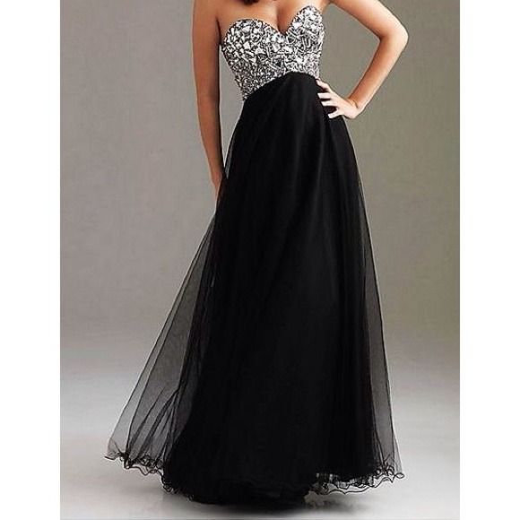 Night Moves; Black Sequined Prom Dress (size S)
