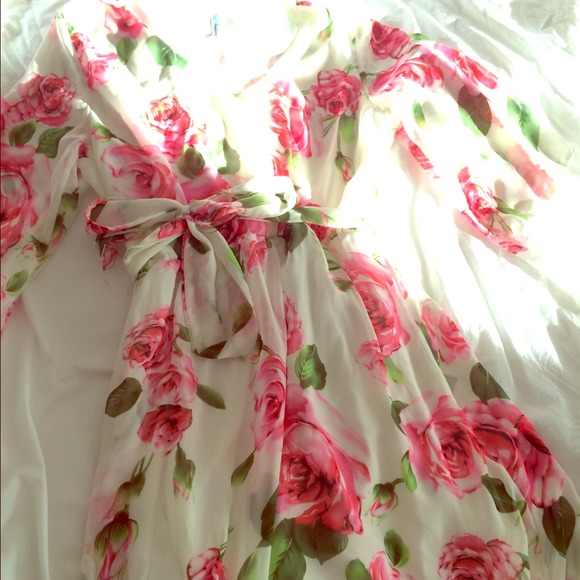 White and Pink Floral Dress