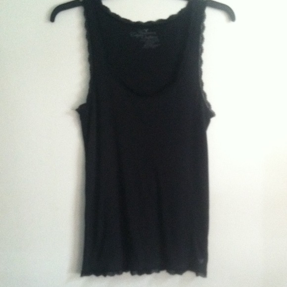 Black Lace Ribbed Tank - Picture 1 of 3