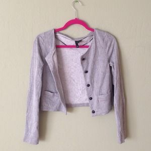 Heather Gray Cardigan with Elbow Patches